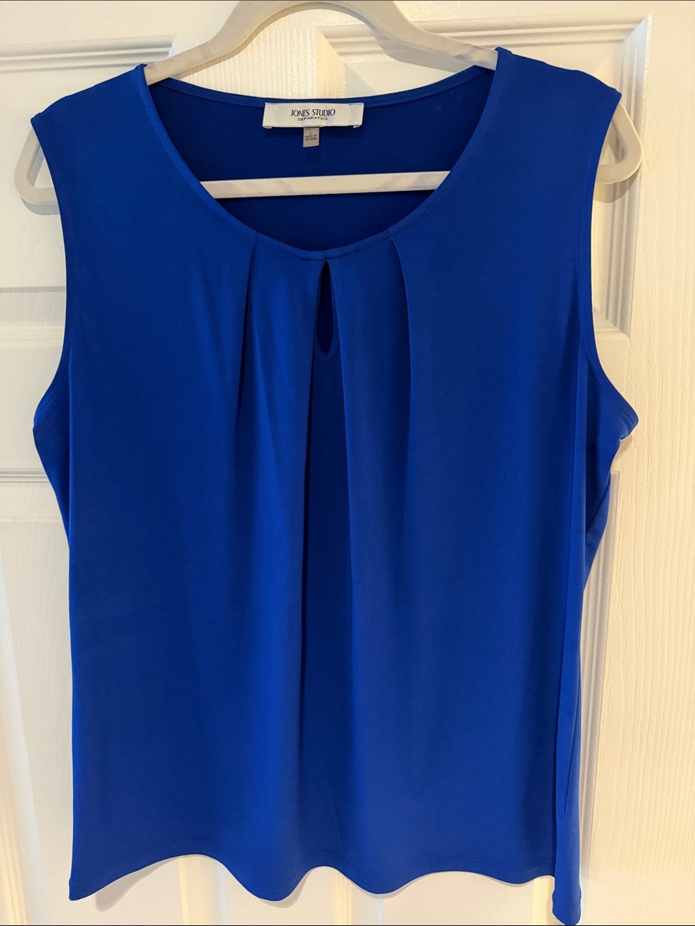 Jones Studio Cobalt Blue Pleat-Front Sleeveless Camisole